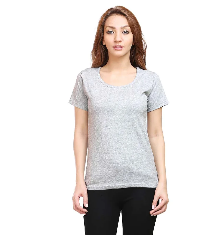 Plain Grey Half Sleeves T-Shirt for Women Elasticated Padded Insulated