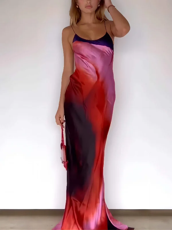 Abstract Floral Stylish Halter Maxi Dress Stylish Longline Maxi Dress