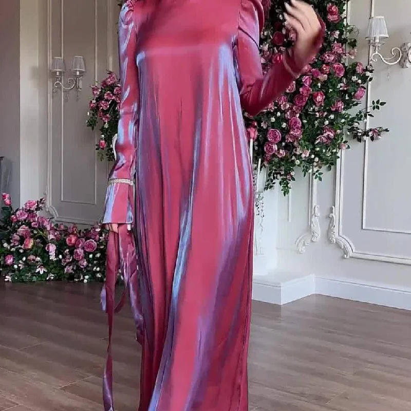 Aggie Flounce Sleeve Round Neck Ruffle Maxi Dress Stylish A-Line Maxi Dress