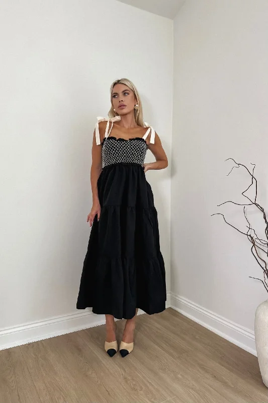 Alana Bow Sleeve Maxi Dress Trendy A-Line Maxi Dress
