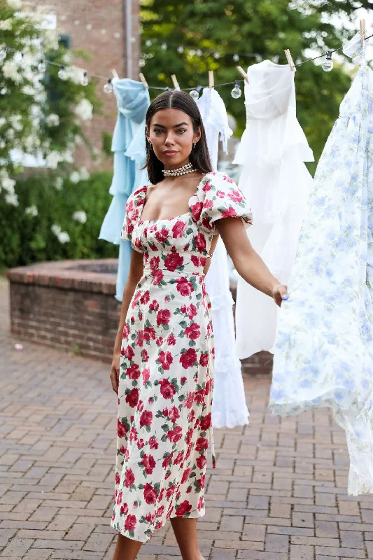 Roses Are Red Maxi Dress - Red Cozy Spaghetti Strap Maxi Dress