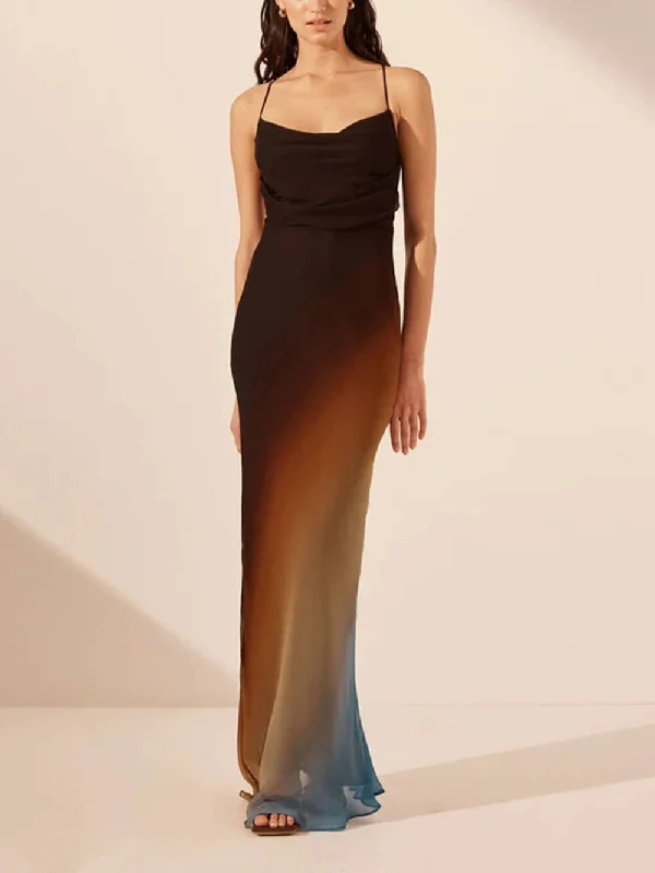 Backless Twill Stylish Maxi Dress Stylish One-Shoulder Maxi Dress