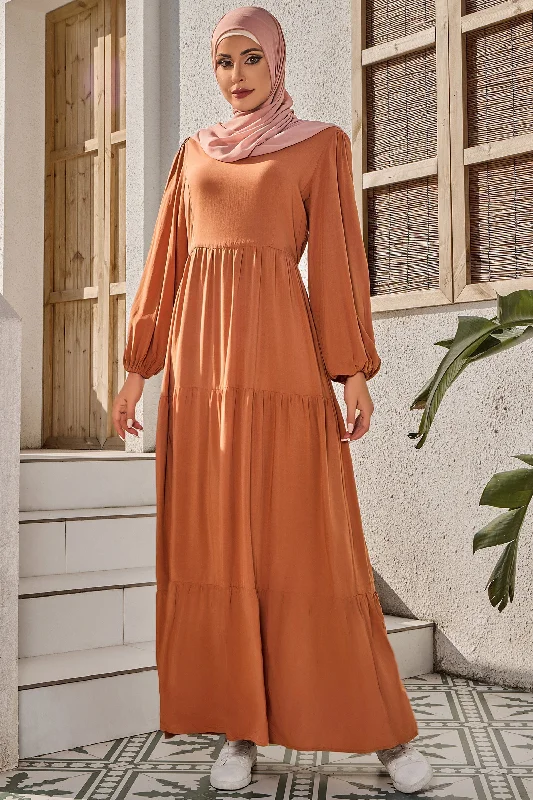 Burnt Orange Long Sleeve Maxi Dress Classic Strapless Maxi Dress