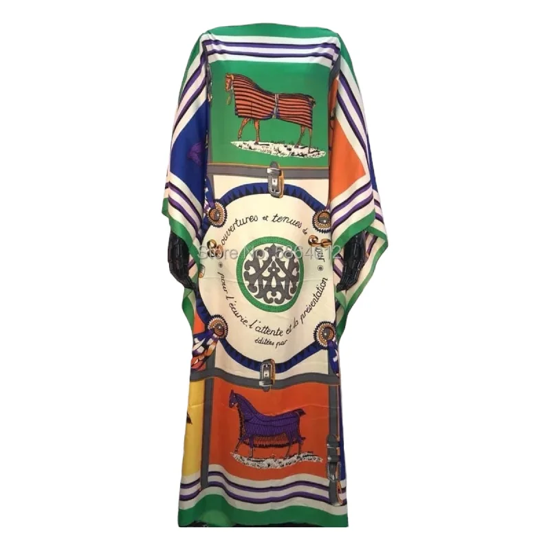 CAIRO Green Printed Silk Caftan Maxi Dress Stylish Button-Up Maxi Dress