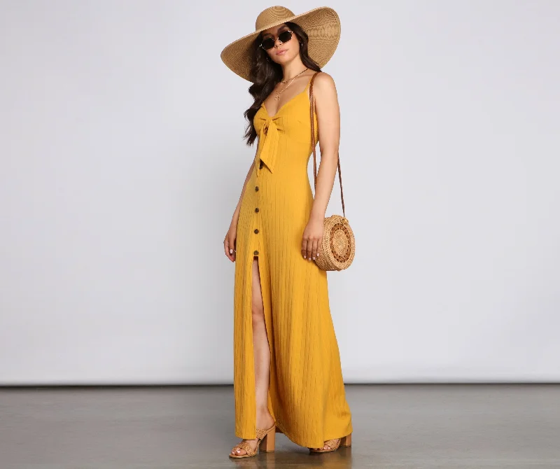 Casual Glam Ribbed Charming Knit Maxi Dress Elegant Tiered Maxi Dress