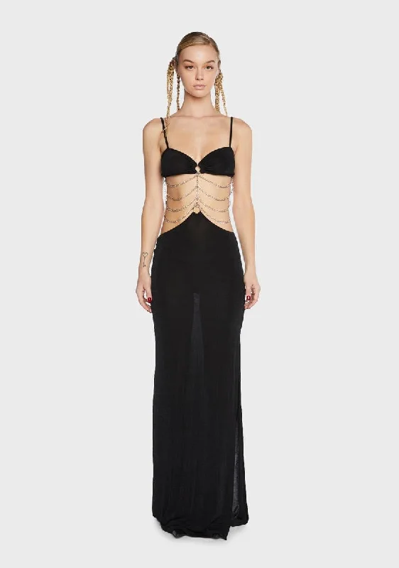 Chain Ladder Cut Out Maxi Dress Elegant Tiered Maxi Dress