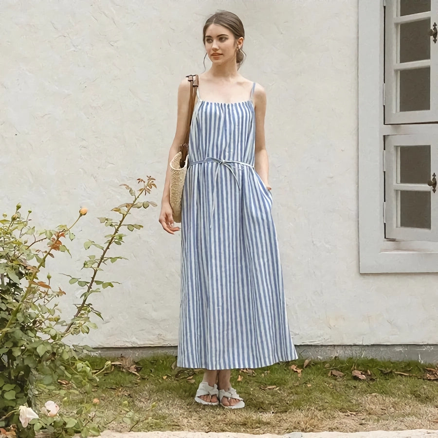 Chic Striped Maxi Dress Fashionable Printed Maxi Dress