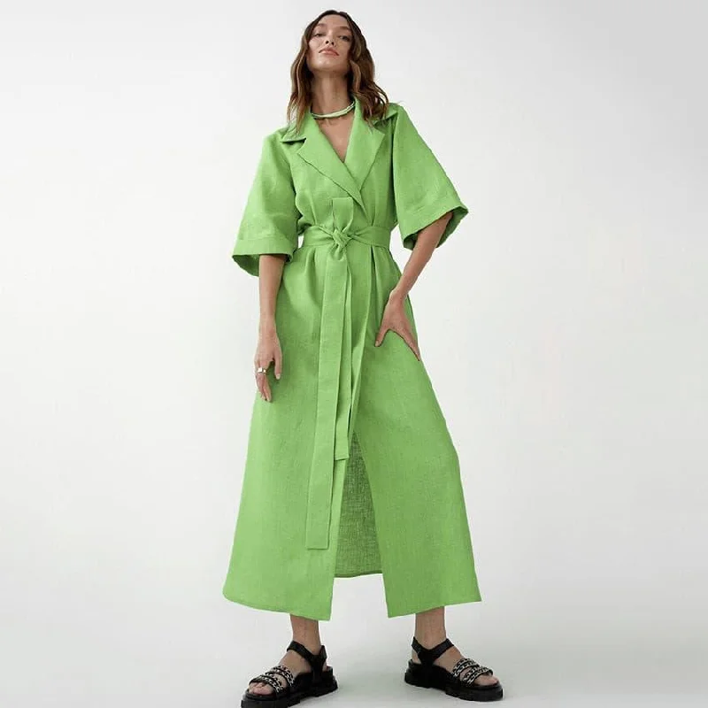 Cotton and linen long skirt A-line maxi dress Fashionable Off-Shoulder Maxi Dress