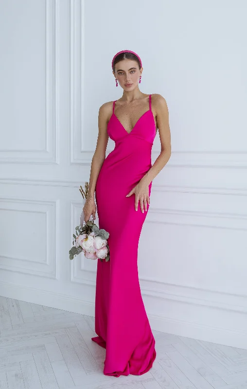 Crimson Satin Slip Maxi Dress Elegant Lace Maxi Dress
