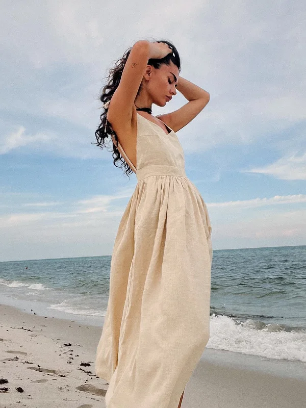 Crochet Cutie Stylish Linen Maxi Dress Cozy Longline Maxi Dress