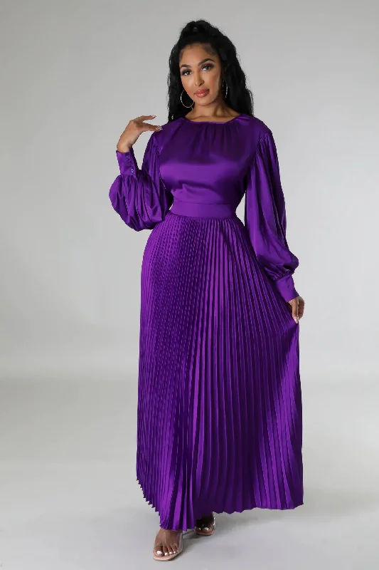 Endless Romance Satin Pleated Maxi Dress Violet Elegant Wraparound Maxi Dress