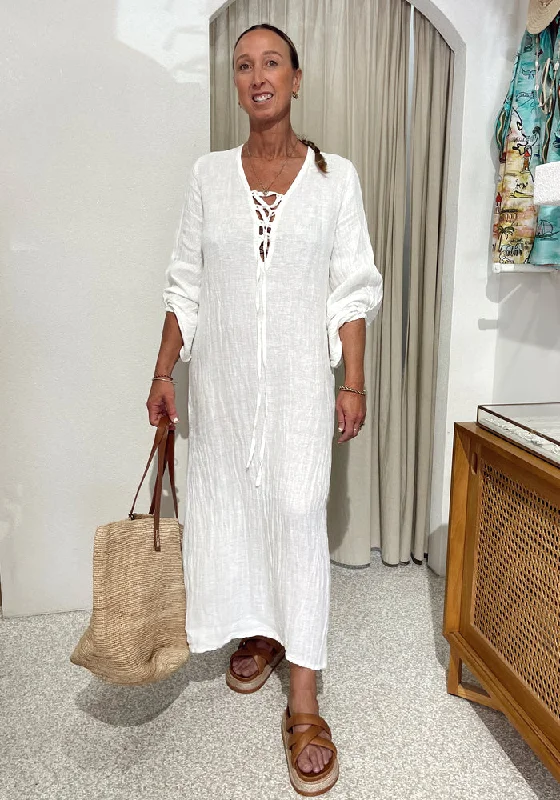Alia Maxi Dress - Brasile Panna Fashionable Button-Down Maxi Dress