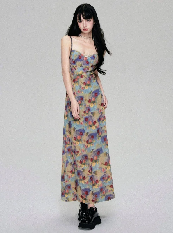 Floral Fantasy Bustier Maxi Dress Chic Summer Floral Maxi Dress