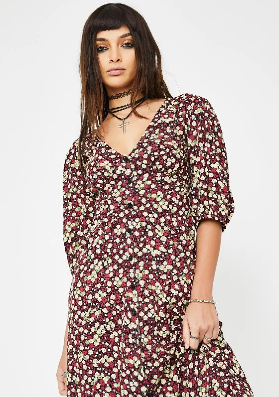 Floral Rigita Maxi Dress Fashionable High-Low Maxi Dress