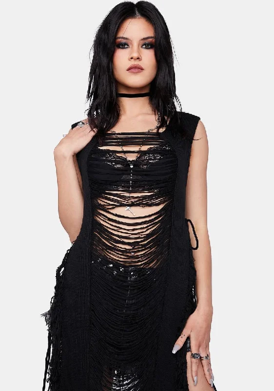 Get Ripped Distressed Maxi Dress Stylish Empire Waist Maxi Dress