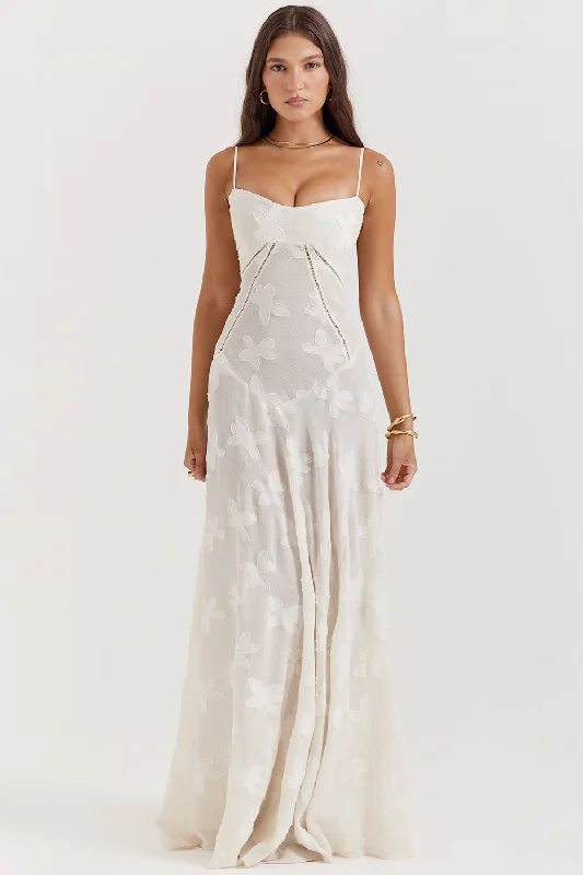 House of CB Seren Floral Lace Back Maxi Dress - Vintage Cream Elegant Wraparound Maxi Dress House of CB Seren Floral Lace Back Maxi Dress - Vintage Cream Elegant Wraparound Maxi Dress