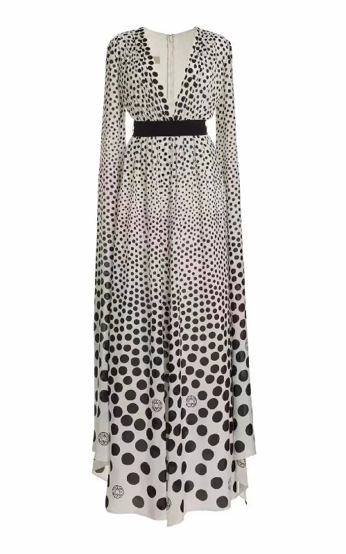 Jessie Cape-detailed Dotted Maxi Dress Fashionable Faux Wrap Maxi Dress