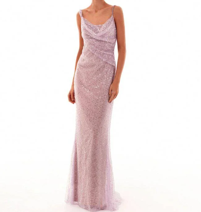 Kaye Ruched Sequins Maxi Dress Elegant Maxi Dress with Pockets