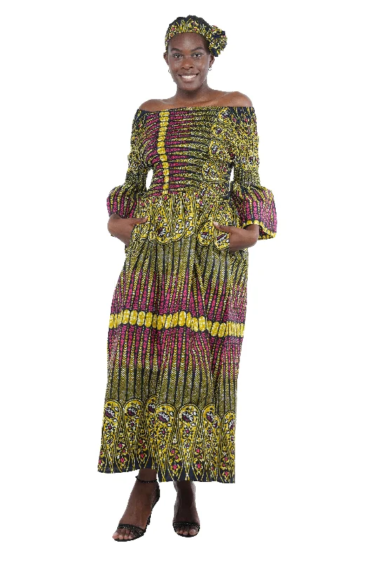 African Long Maxi Dress Elegant Maxi Dress with Belt