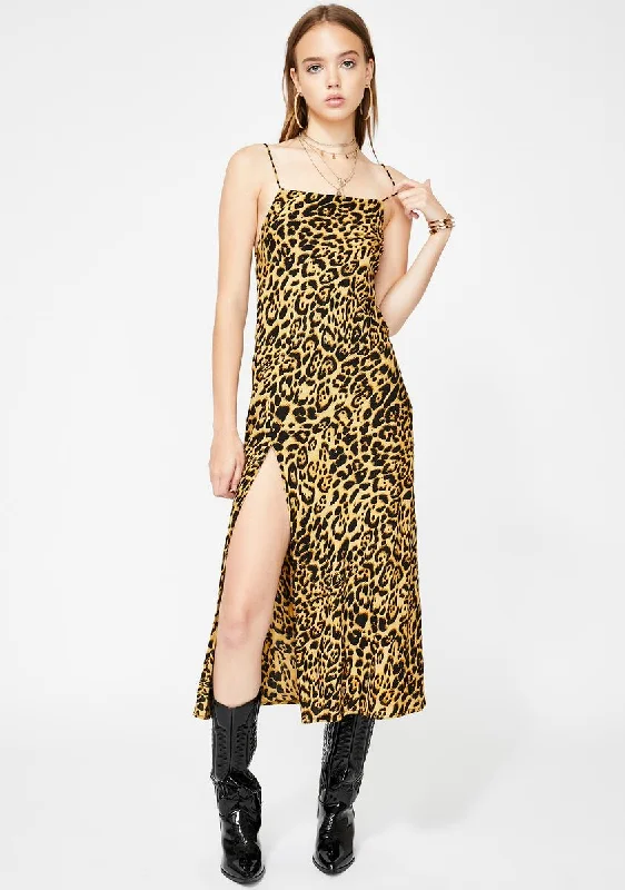 Leopard Quinty Maxi Dress Elegant Pleated Maxi Dress