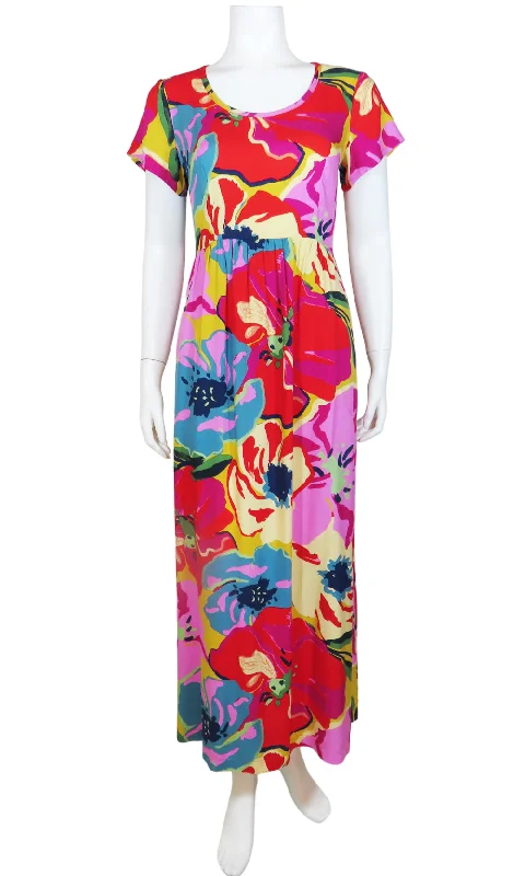 LINDLEY Bloom Maxi Dress in PINK Elegant Maxi Dress with Belt