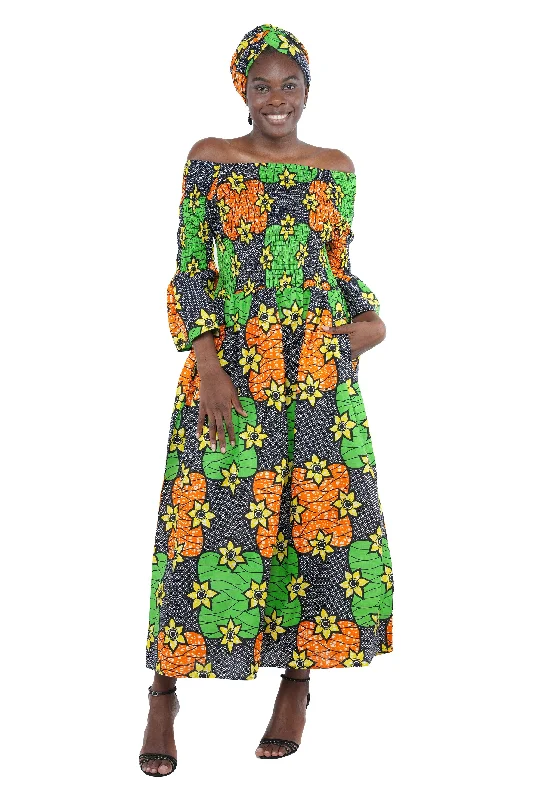 African Long Maxi Dress Elegant Maxi Dress with Belt