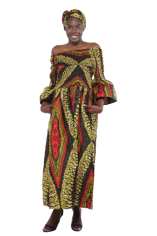 African Long Maxi Dress Cozy Open-Back Maxi Dress