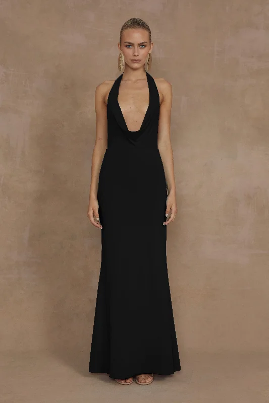 LORITA MAXI DRESS - BLACK Cozy Longline Maxi Dress