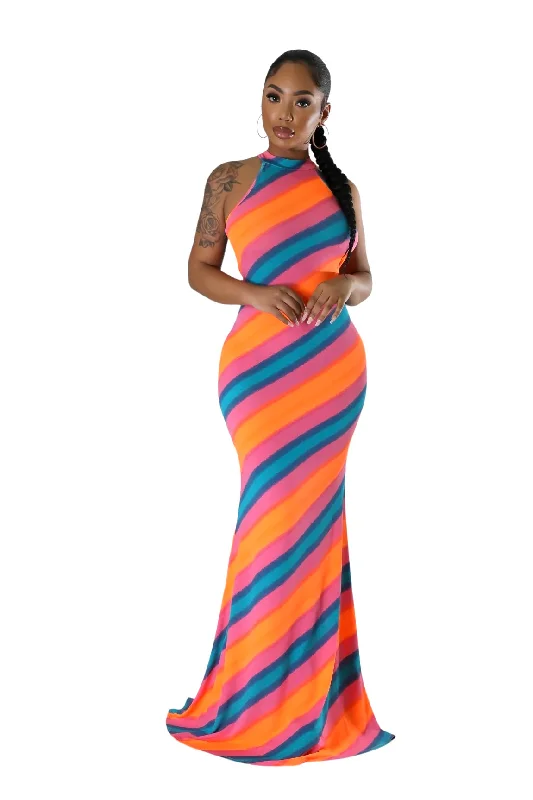 Mock Neck Multicolor Maxi Dress Elegant Lace Maxi Dress