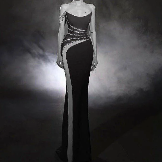 Montana Strapless Rhinestone Strap Maxi Dress Fashionable Faux Wrap Maxi Dress