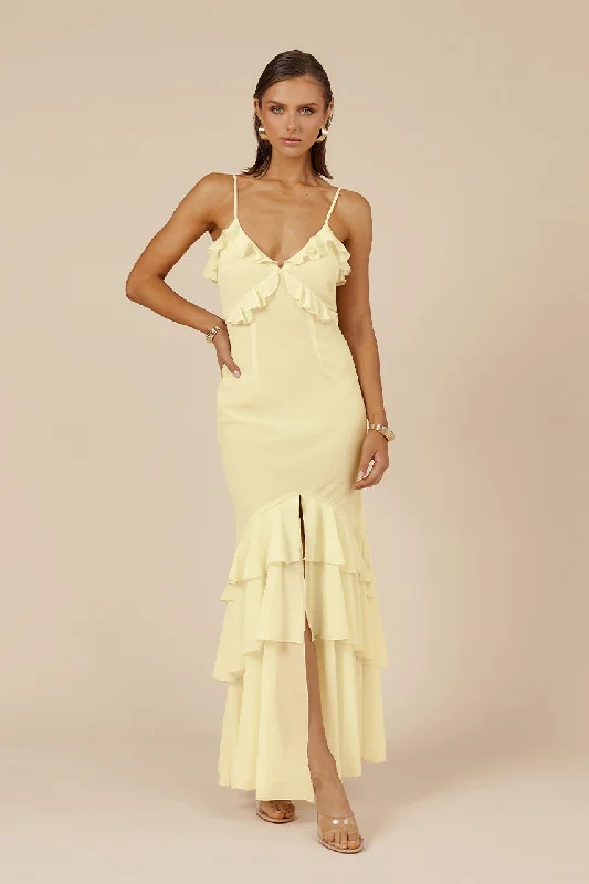 NAMARI MAXI DRESS - LEMON Fashionable Layered Maxi Dress