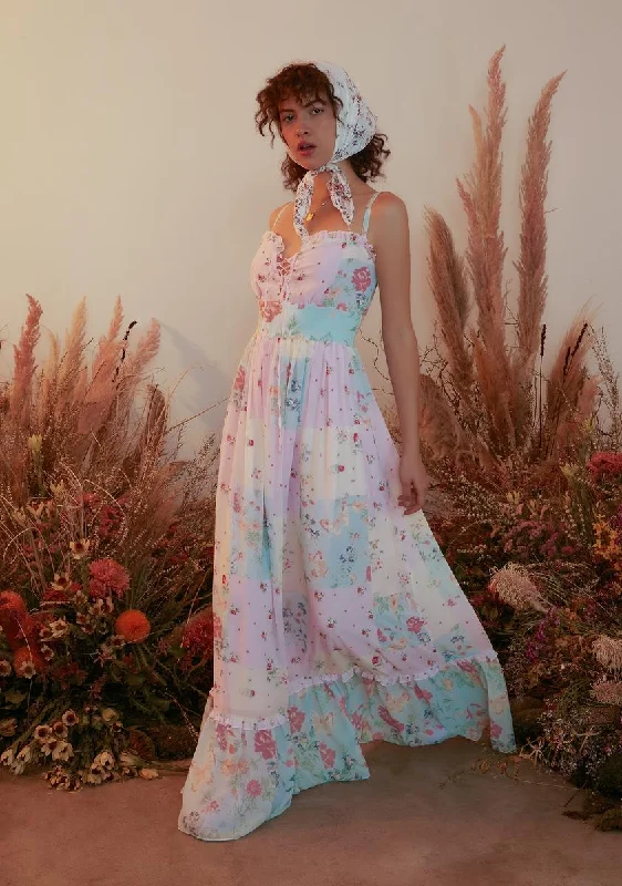 Pat A Cake Twill Floral Maxi Dress Elegant Maxi Dress with Ruffles