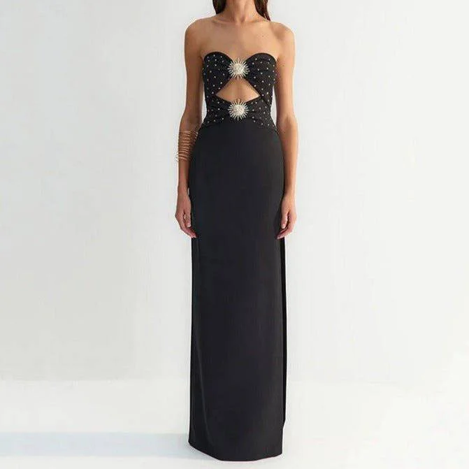 Peggy Polka Cut-Out Maxi Dress Comfortable Pleated Maxi Dress