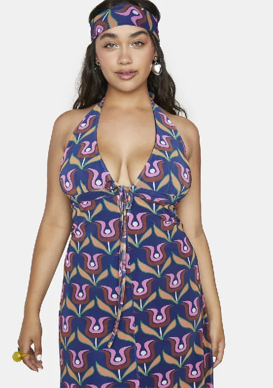 Plus Disco Bliss Maxi Dress Trendy Satin Maxi Dress