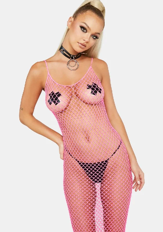 Pretty Model Misbehavior Fishnet Maxi Dress Casual Maxi Dress with Pockets