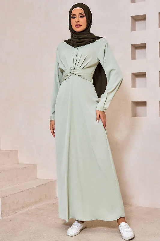 Sage Criss Cross Button Down Maxi Dress-CLEARANCE Comfortable Maxi Dress with Slits
