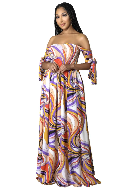 Shoulder Tie Maxi Dress Fashionable Faux Wrap Maxi Dress