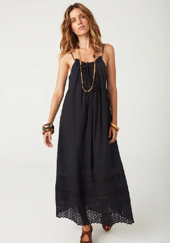 Love in the Afternoon Lace Maxi Dress - Midnight Rose Cozy Ruffle Sleeve Maxi Dress
