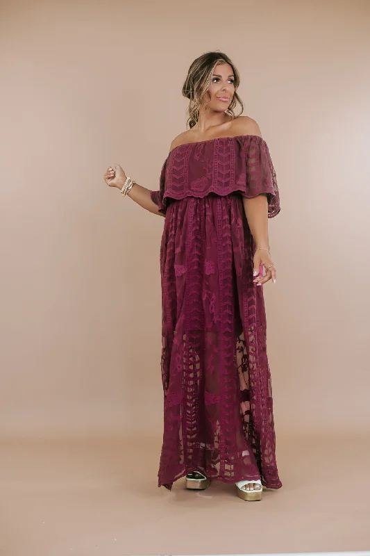 Sweet Serenity Maxi Dress , Wine Elegant Wraparound Maxi Dress