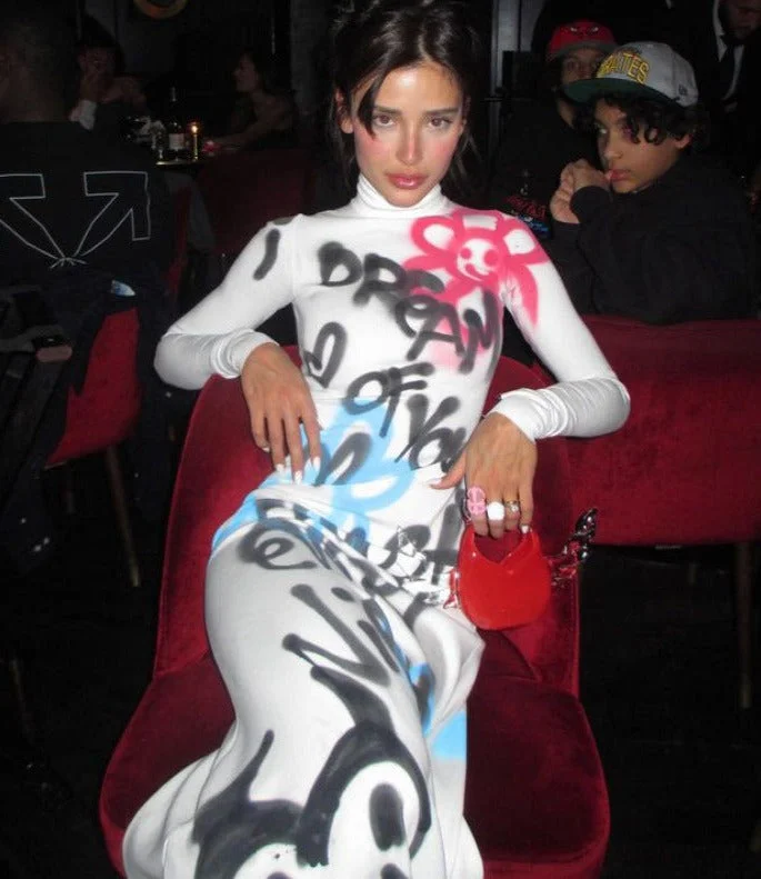 Graffiti Long Sleeve Cover Up Hip Tight Maxi Dress Classic Solid Maxi Dress