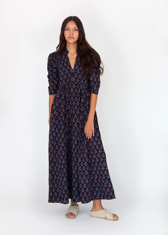 V Neck Maxi Dress with Print Fashionable Faux Wrap Maxi Dress