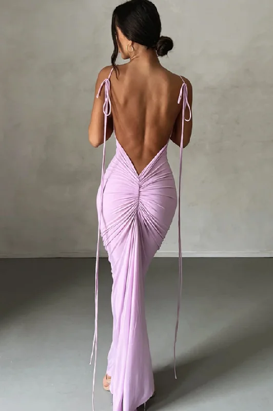 Veronica Backless Maxi Dress Classic V-Neck Maxi Dress