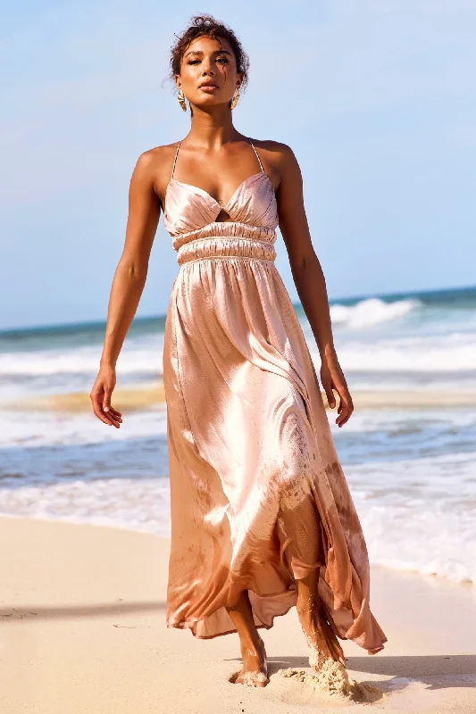 Way To You Maxi Dress - Champagne Comfortable Casual Maxi Dress