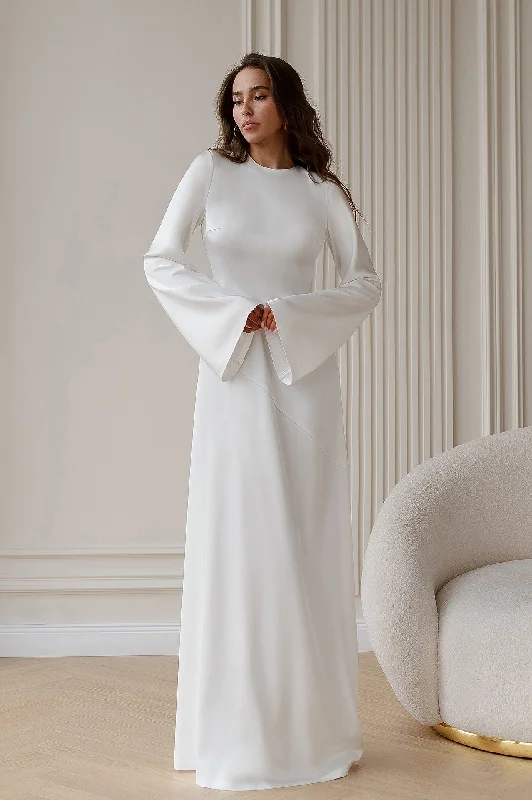 White Satin Backless Maxi Dress Trendy Button Front Maxi Dress