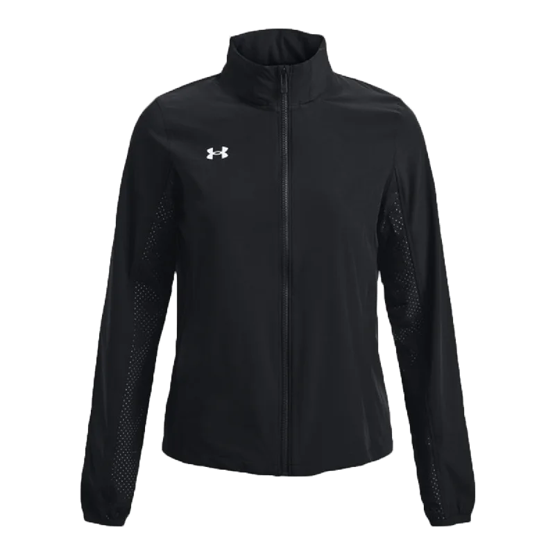 Under Armour Women's Black Squad 3.0 Warm-Up Full Zip Jacket Fleece Fabric Down Fabric Feather Fabric