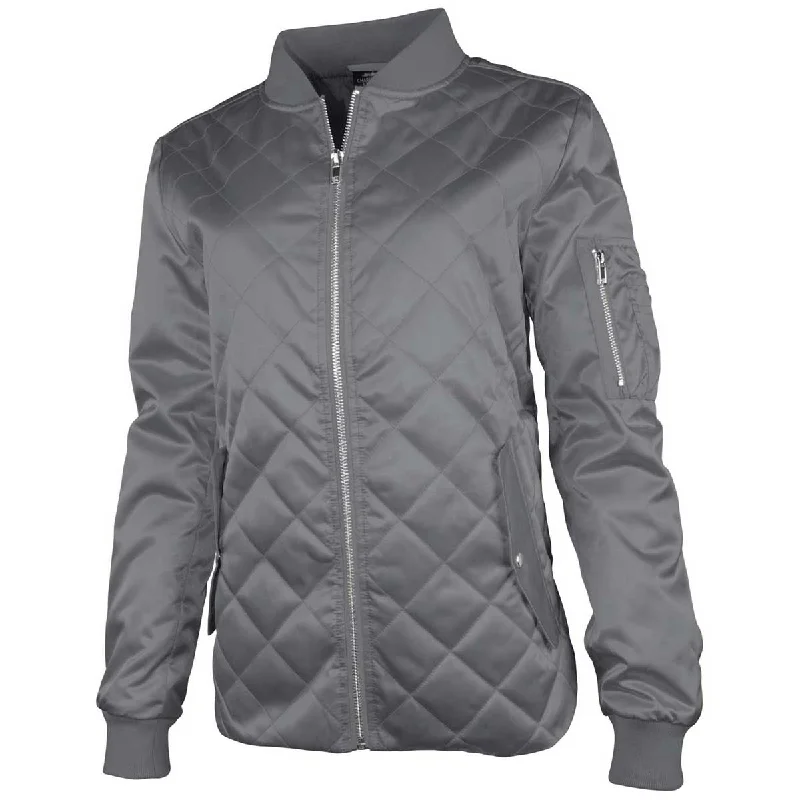 Charles River Women's Grey Quilted Boston Flight Jacket Jacket Blazer Coat