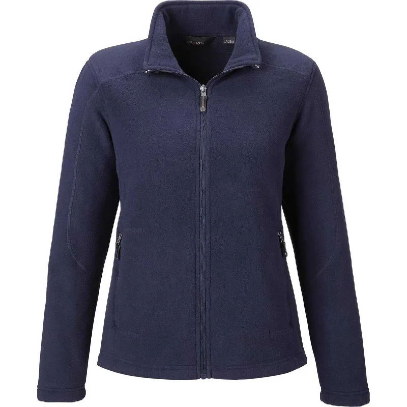 North End Women's Classic Navy Voyage Fleece Jacket Rayon Jacket Velvet Jacket Corduroy Jacket