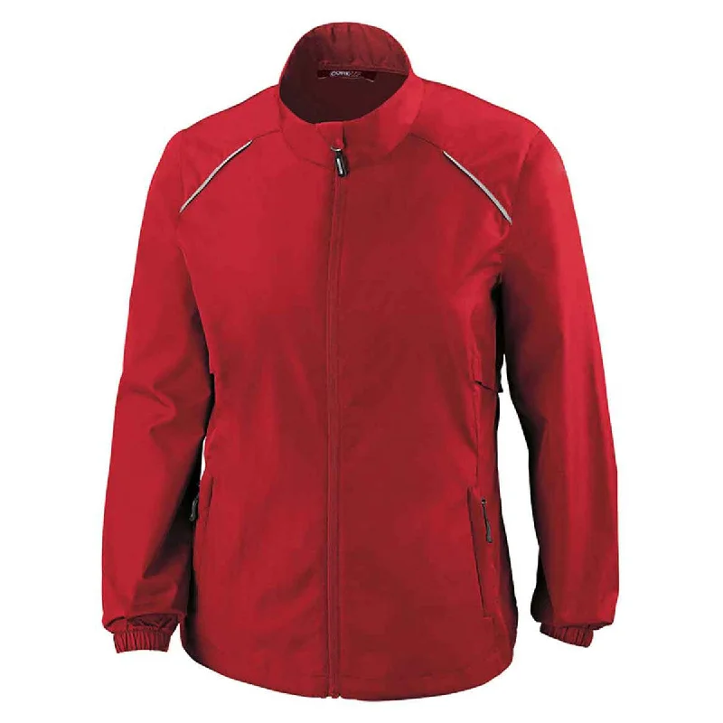 Core 365 Women's Classic Red Motivate Unlined Lightweight Jacket Embroidered Jacket Appliqued Jacket Beaded Jacket