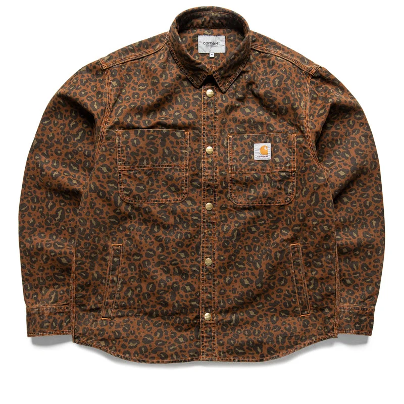 Carhartt WIP Conro Shirt Jacket - Camo Leopard/Tamarind Ribbed Jacket Pleated Jacket Ruffled Jacket