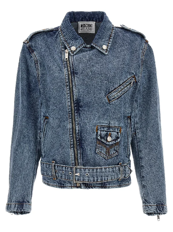 Crystal Denim Jacket Stand-Up Collar Roll-Neck Collar Turtle Neck